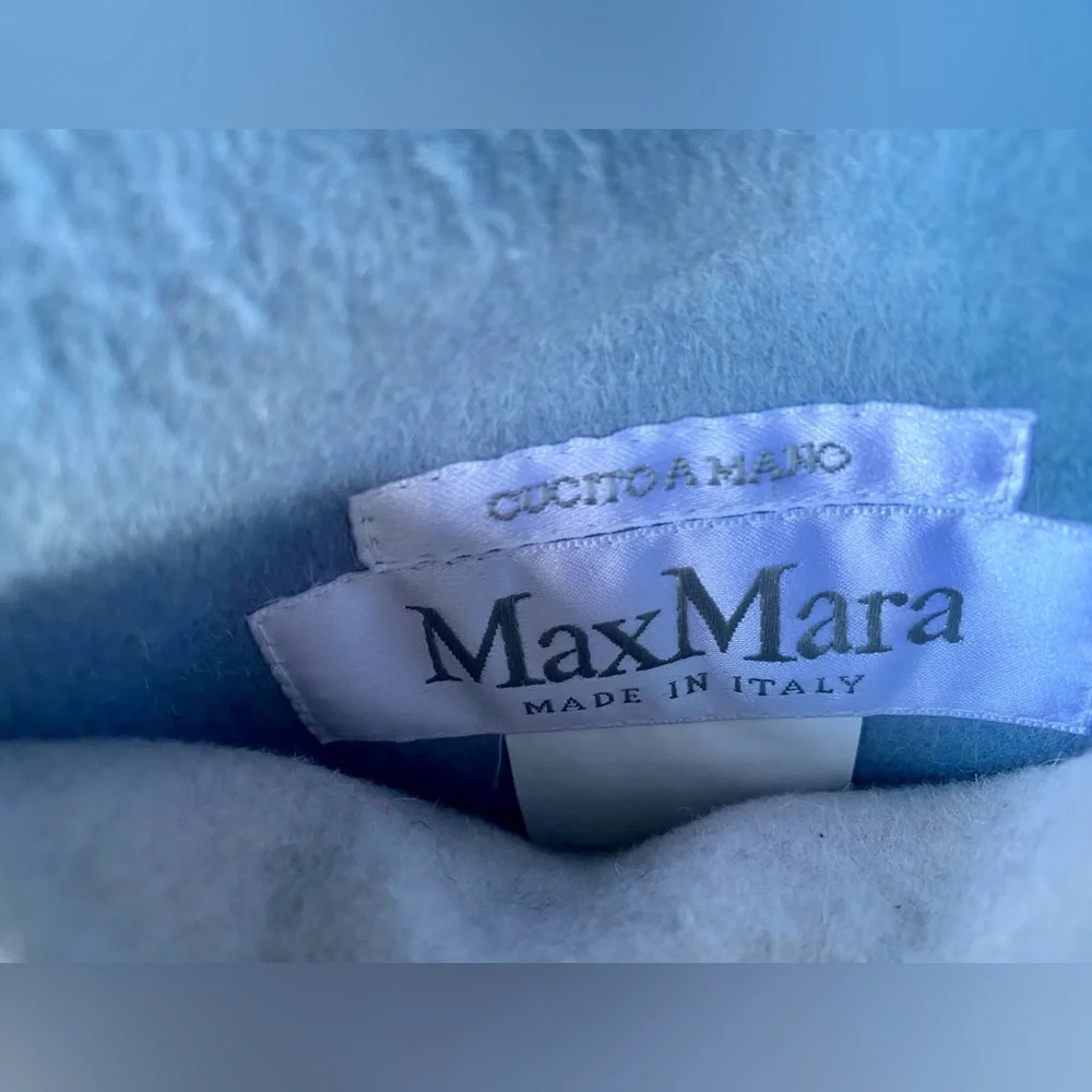 Max Mara Reversible Wool & Angora Short Wrap Coat, Blue & Gray, size It 42, US 6 - Picture 8 of 15